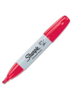 Sharpie 38202 Permanent Markers, Chisel point, Red ink, Dozen